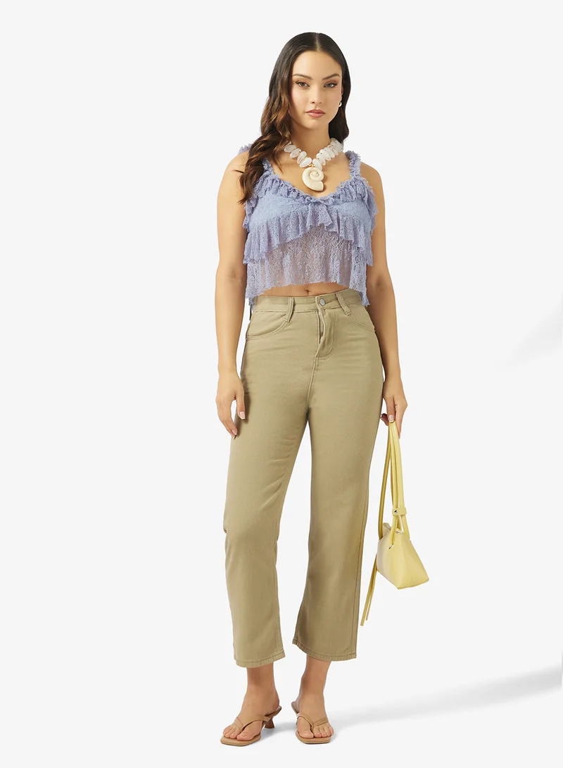 جينجر بنطال جينز بخصر مرتفع